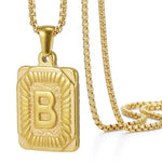 Load image into Gallery viewer, Textured Rectangle Letter Initial Necklace