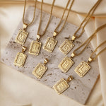 Load image into Gallery viewer, Textured Rectangle Letter Initial Necklace