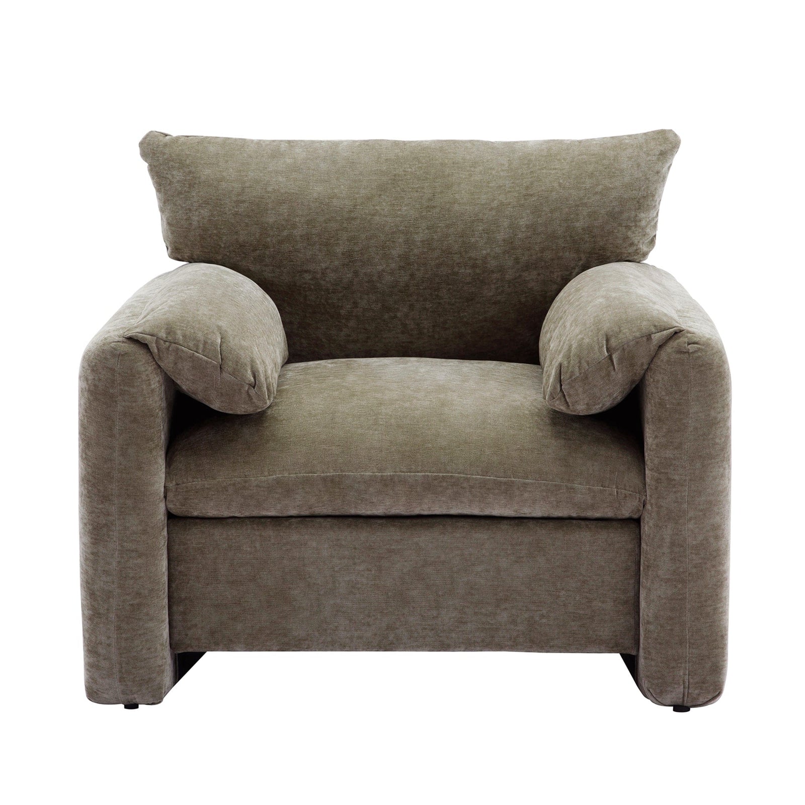 THE FURNITURE CO. Accent Chair Modern Chenille Oversized Armchair In Matcha Green