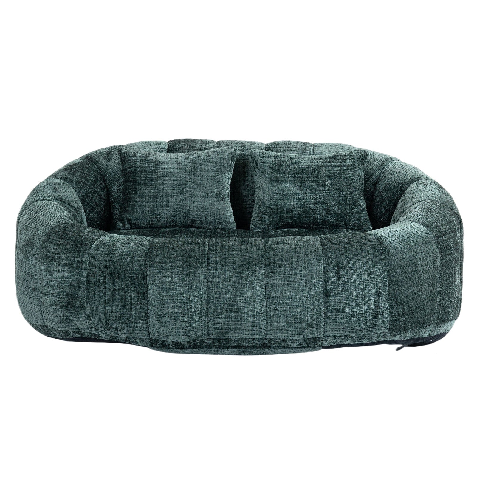 THE FURNITURE CO. Bean Bag Chair Comfortable High-Back Bean Bag Couch in Emerald Chenille