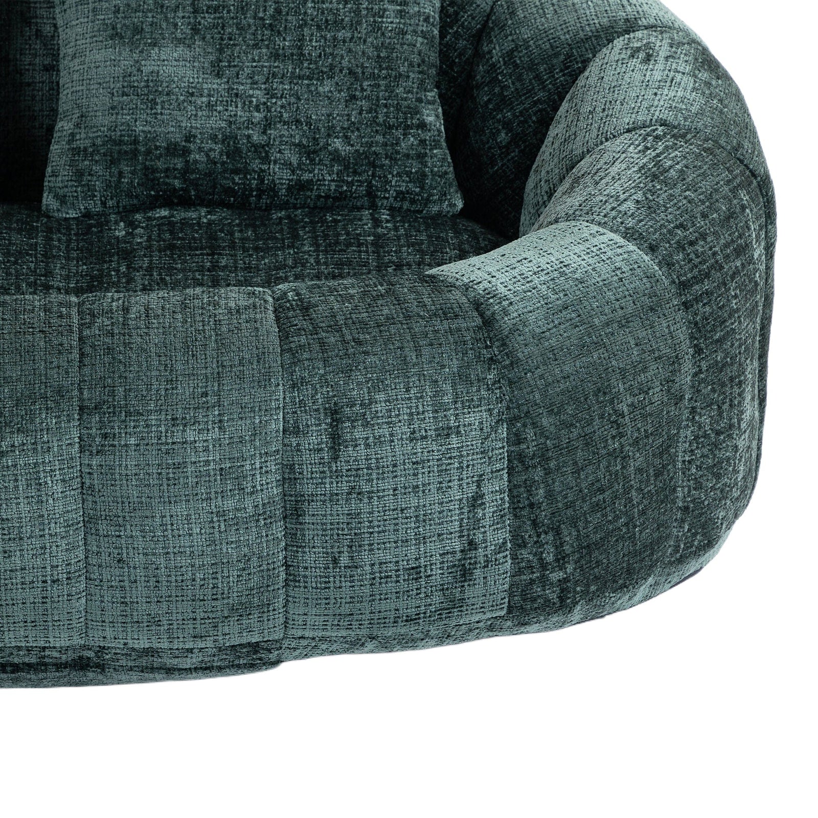 THE FURNITURE CO. Bean Bag Chair Comfortable High-Back Bean Bag Couch in Emerald Chenille