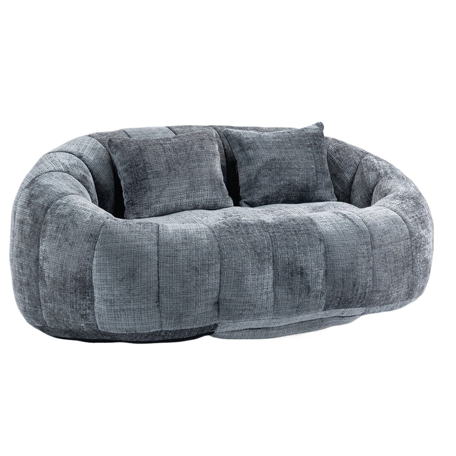 THE FURNITURE CO. Bean Bag Chair Comfortable High-Back Bean Bag Couch in Gray Chenille