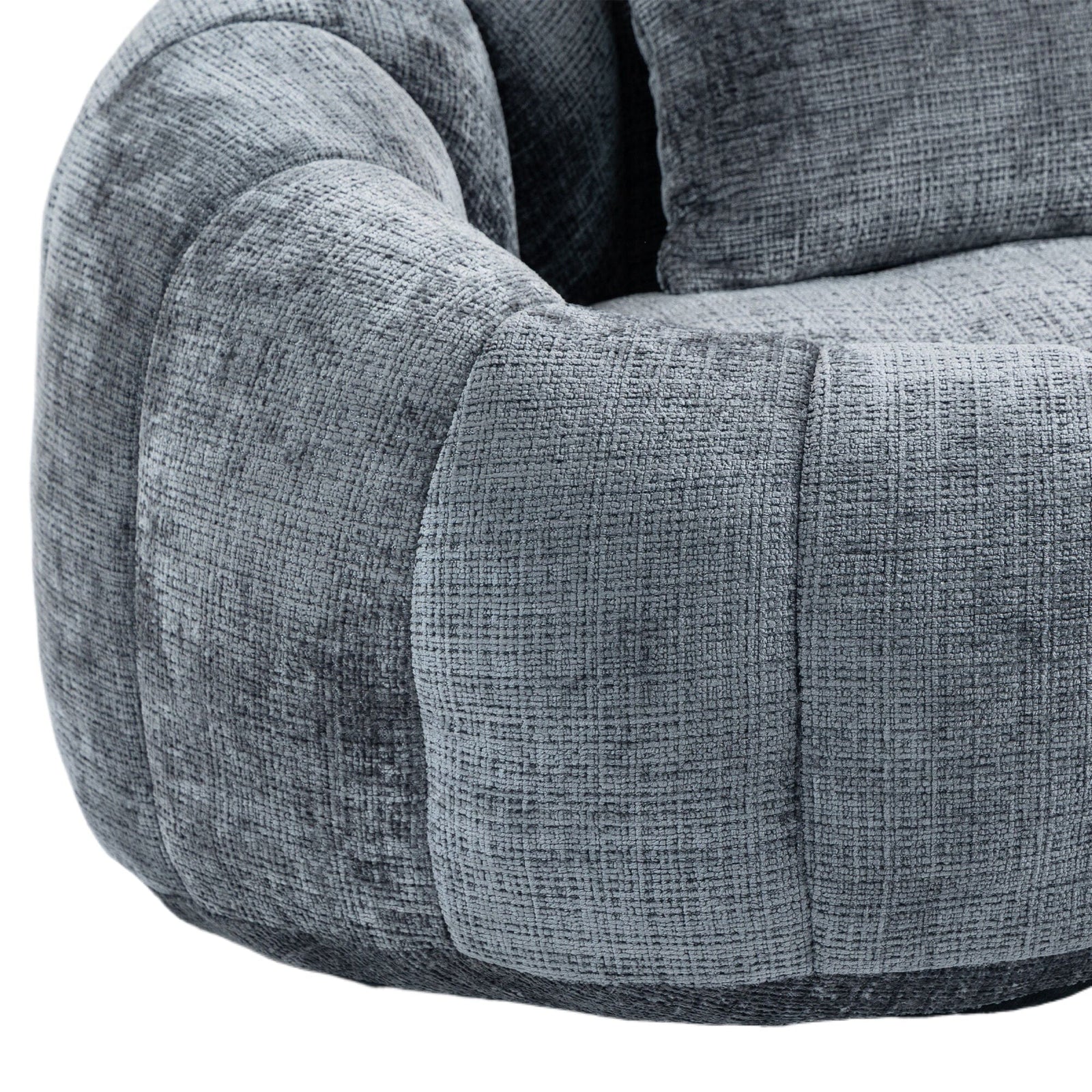 THE FURNITURE CO. Bean Bag Chair Comfortable High-Back Bean Bag Couch in Gray Chenille