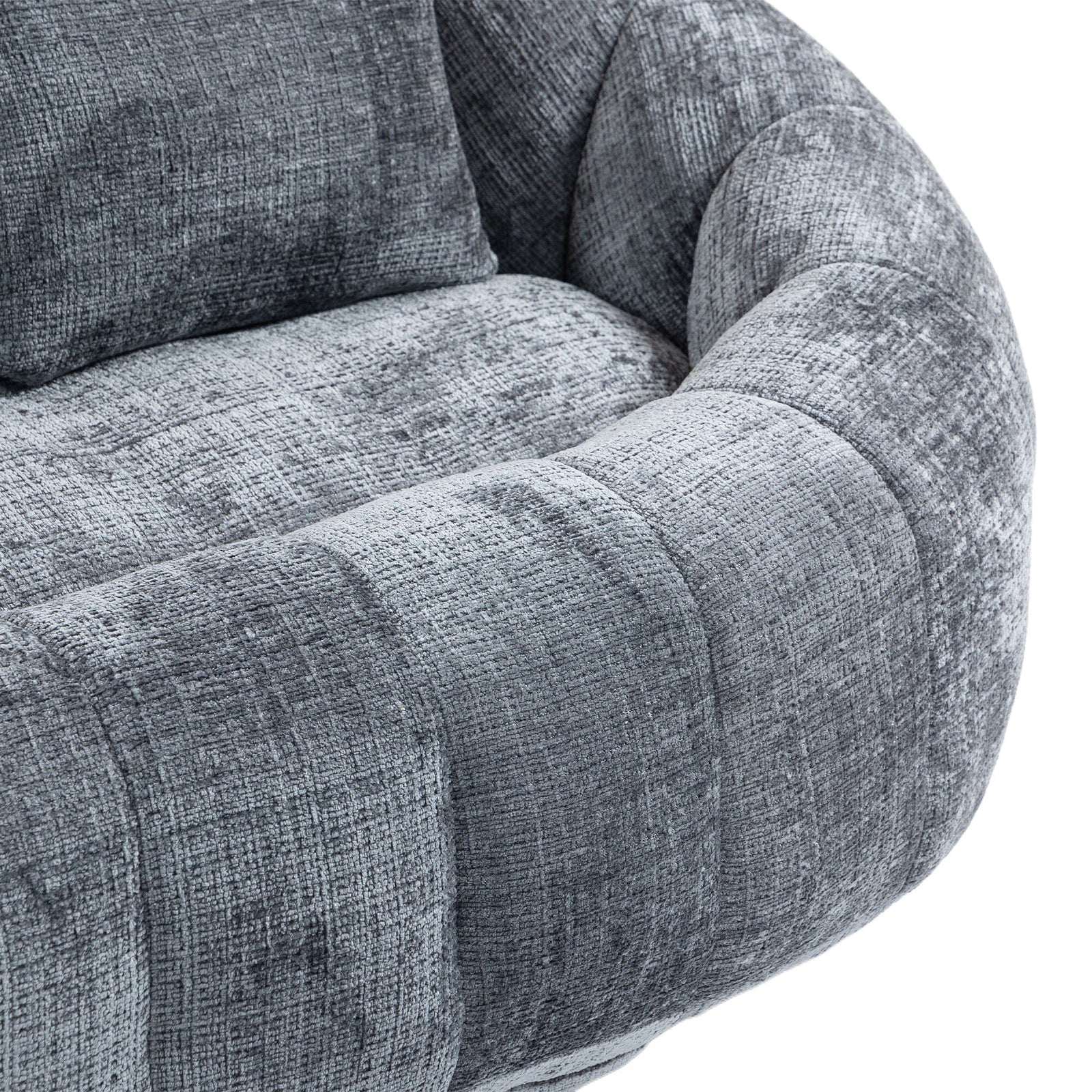 THE FURNITURE CO. Bean Bag Chair Comfortable High-Back Bean Bag Couch in Gray Chenille