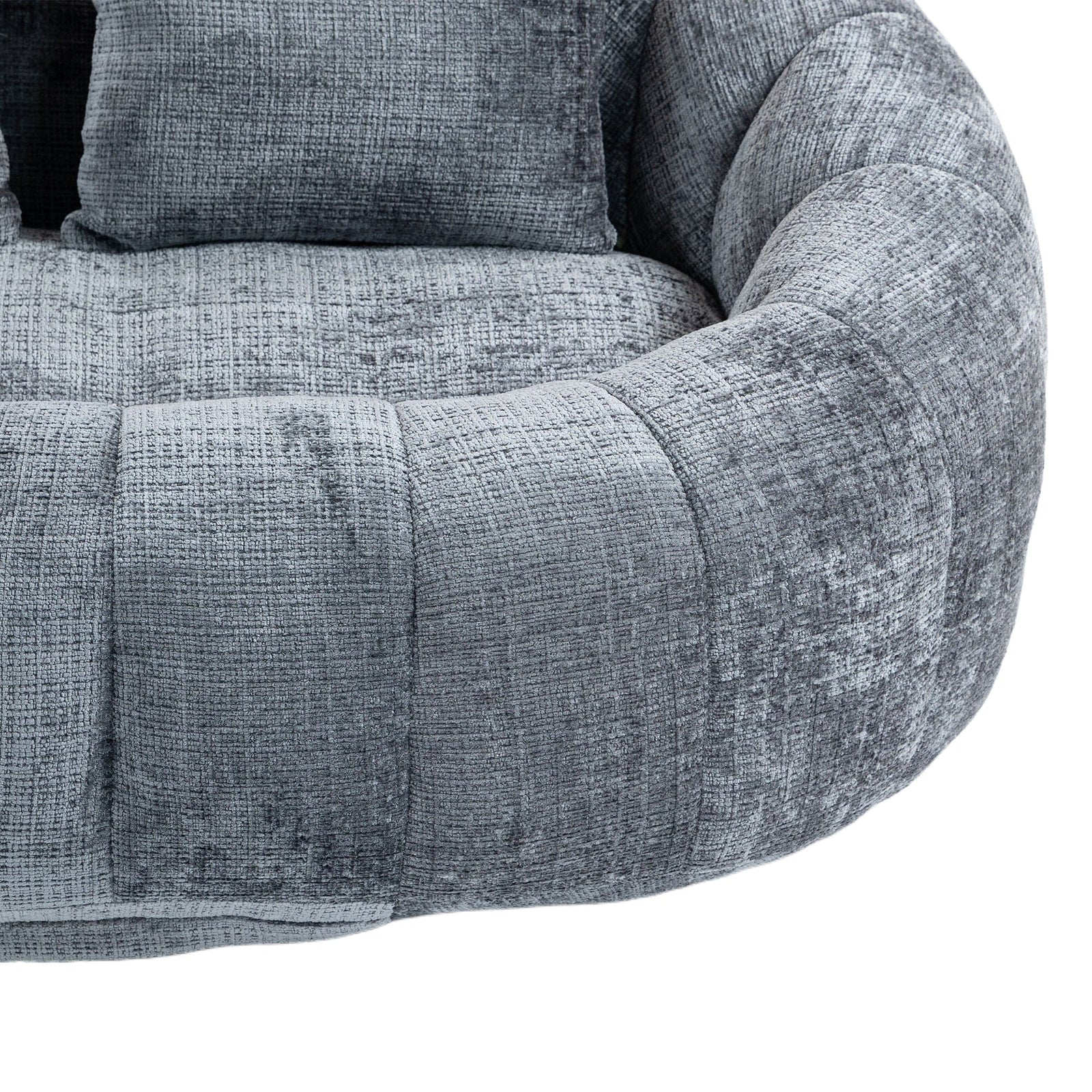 THE FURNITURE CO. Bean Bag Chair Comfortable High-Back Bean Bag Couch in Gray Chenille