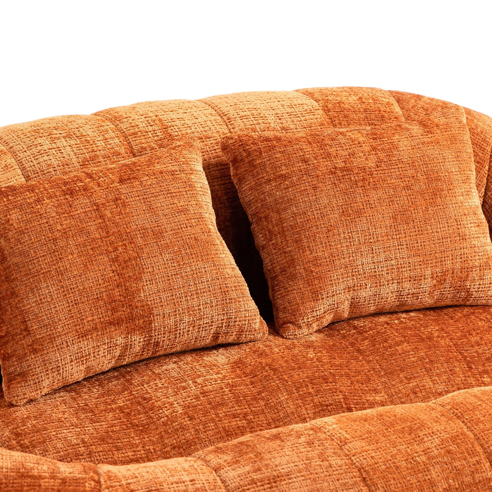 THE FURNITURE CO. Bean Bag Chair Comfortable High-Back Bean Bag Couch in Orange Chenille