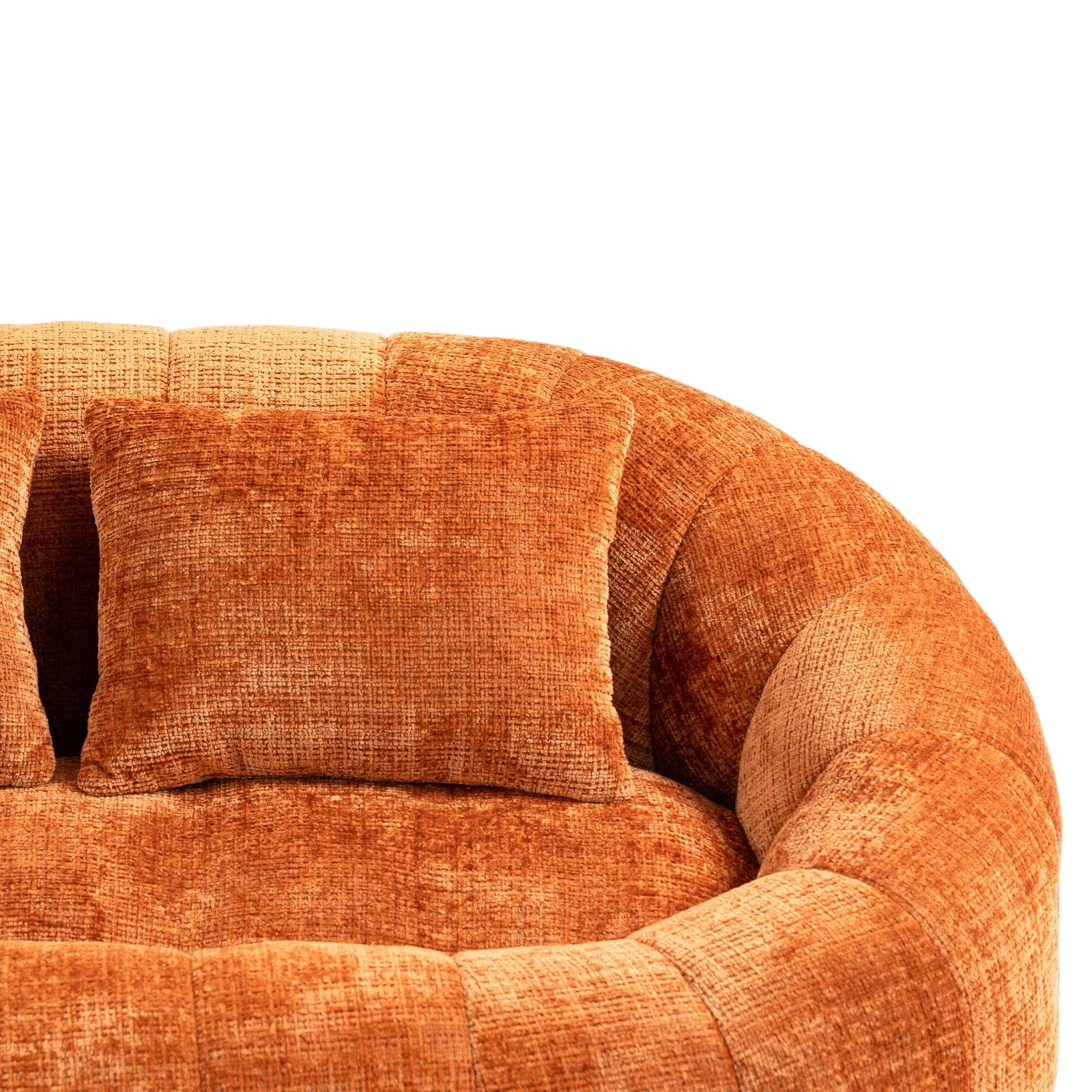 THE FURNITURE CO. Bean Bag Chair Comfortable High-Back Bean Bag Couch in Orange Chenille