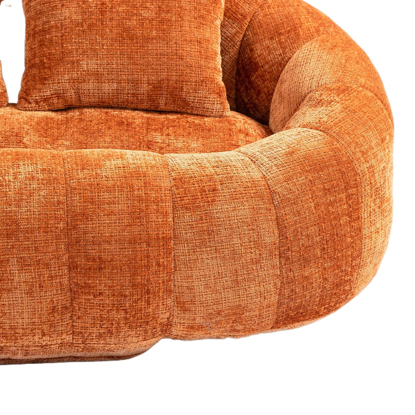 THE FURNITURE CO. Bean Bag Chair Comfortable High-Back Bean Bag Couch in Orange Chenille