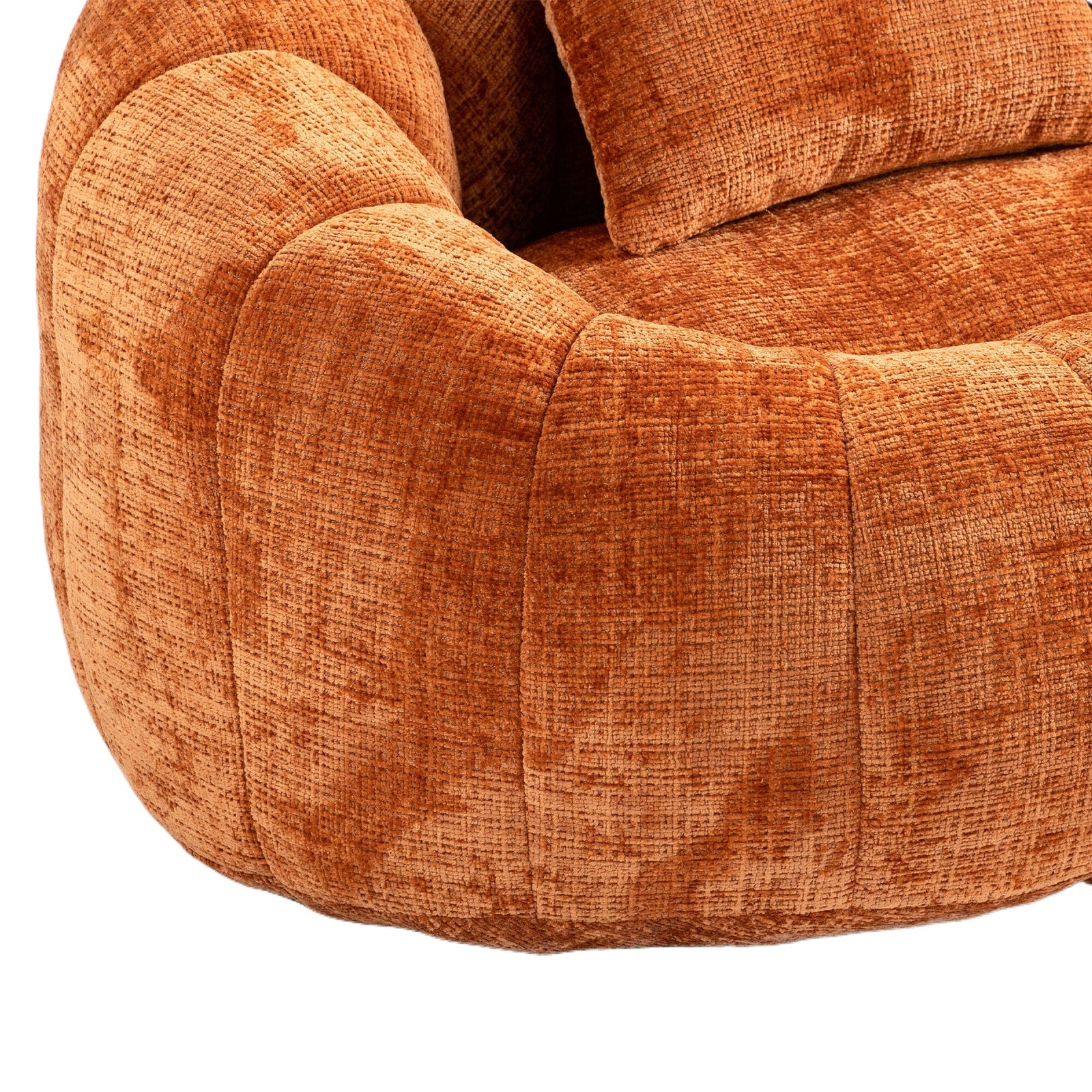 THE FURNITURE CO. Bean Bag Chair Comfortable High-Back Bean Bag Couch in Orange Chenille