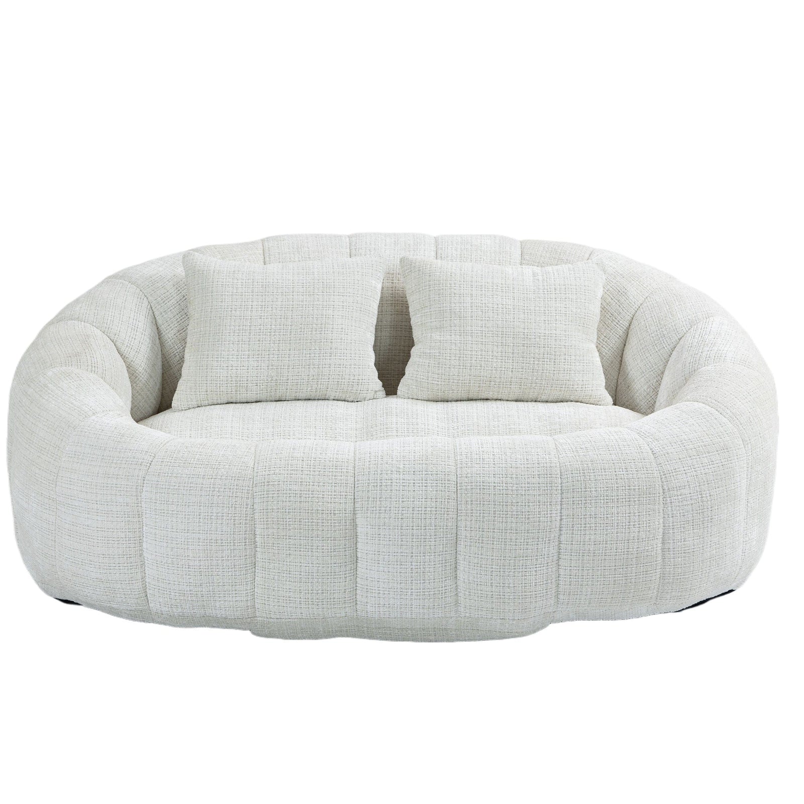 THE FURNITURE CO. Bean Bag Chair Default Comfortable High-Back Bean Bag Couch in Beige Chenille