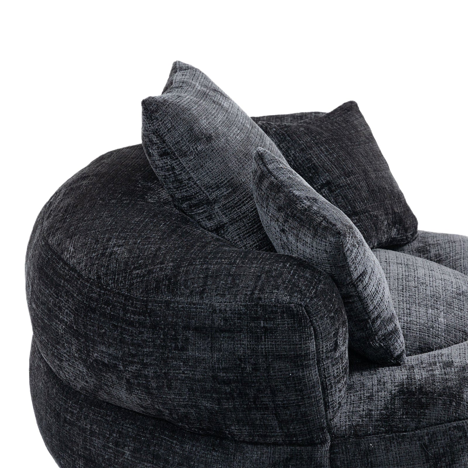 THE FURNITURE CO. Bean Bag Chair Default Comfortable Lazy Lounger Bean Bag Couch in Black Chenille