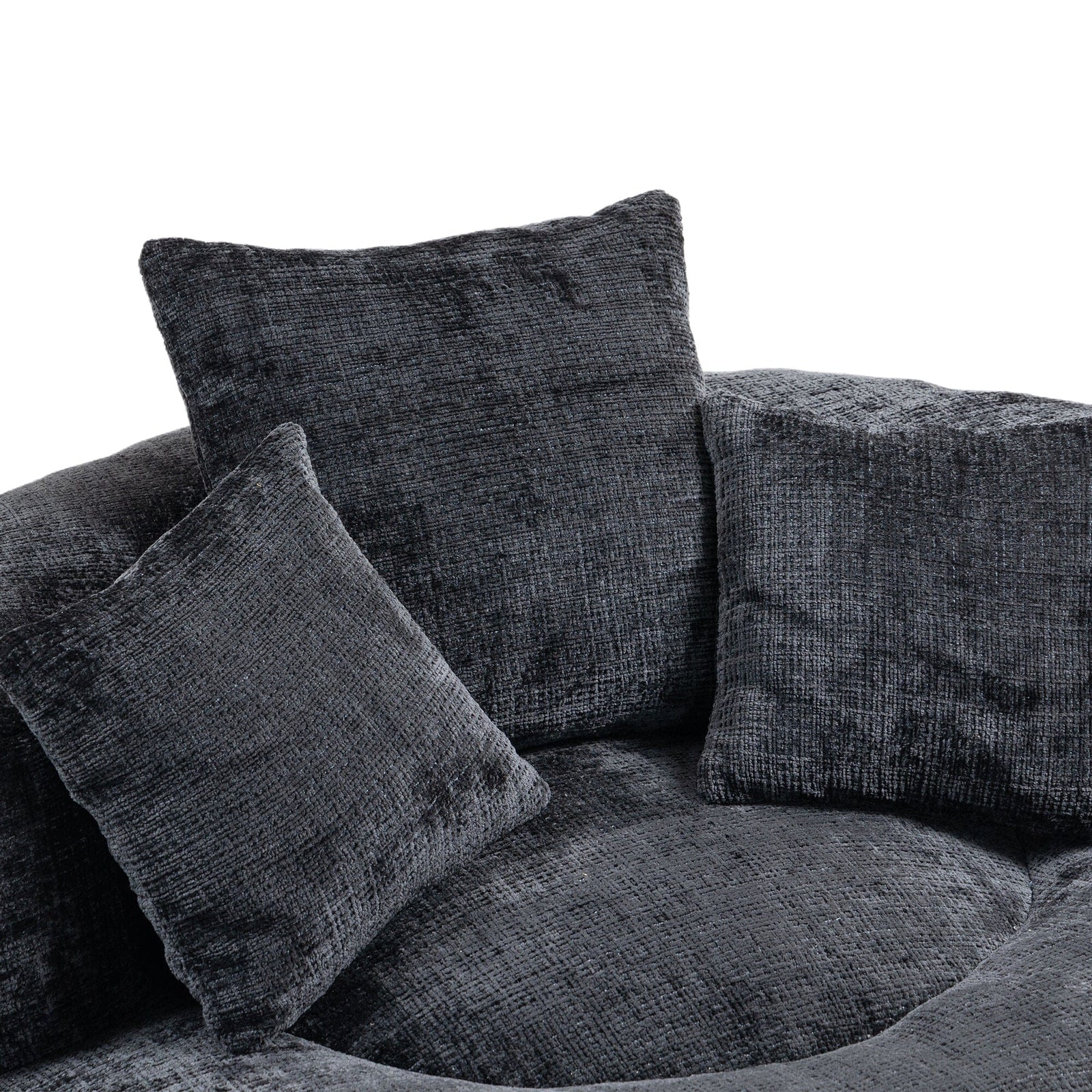 THE FURNITURE CO. Bean Bag Chair Default Comfortable Lazy Lounger Bean Bag Couch in Black Chenille