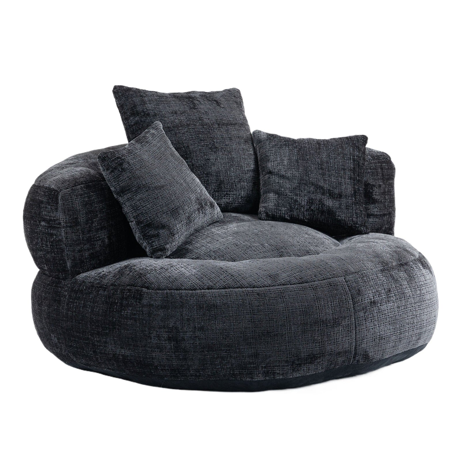 THE FURNITURE CO. Bean Bag Chair Default Comfortable Lazy Lounger Bean Bag Couch in Black Chenille
