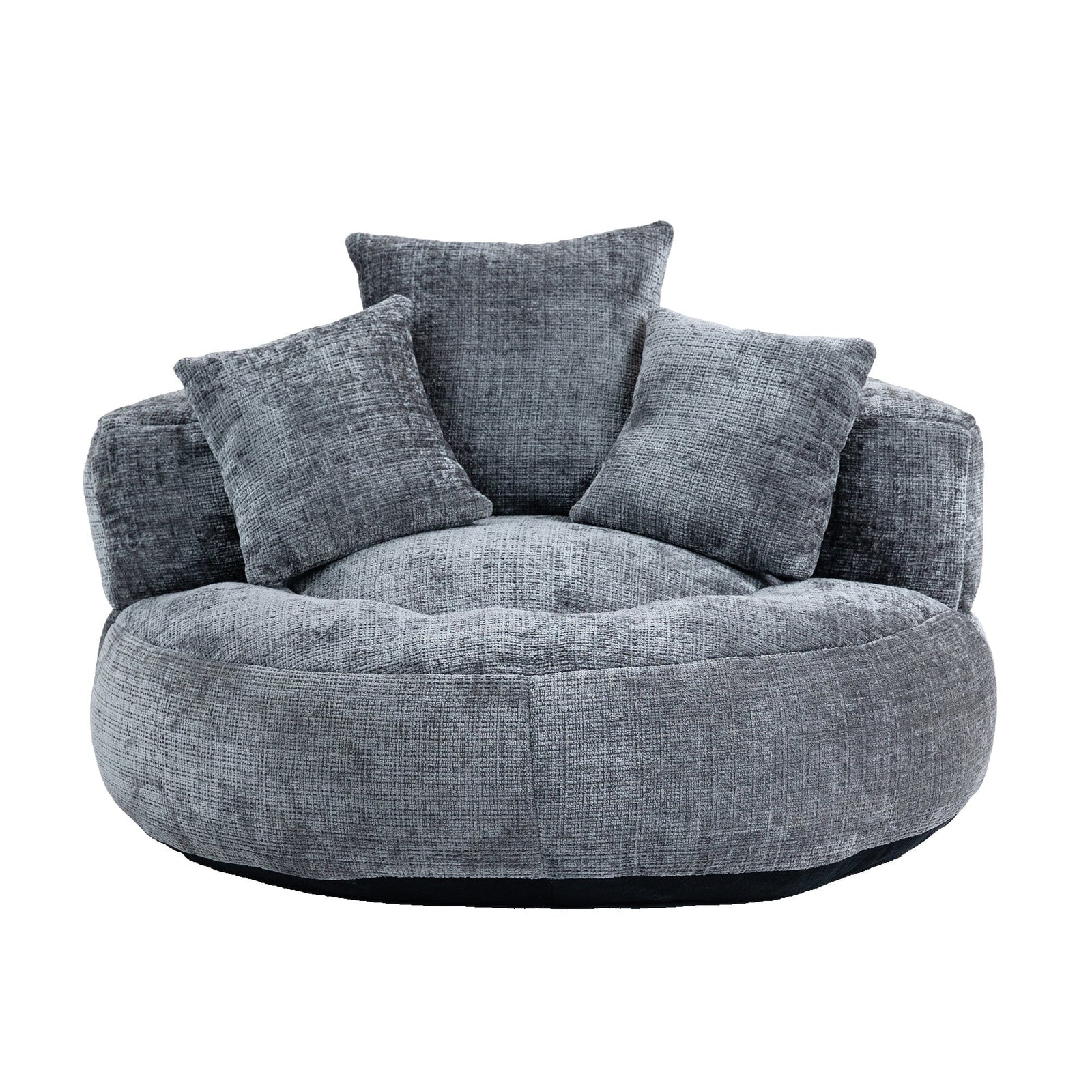 THE FURNITURE CO. Bean Bag Chair Default Comfortable Lazy Lounger Bean Bag Couch in Gray Chenille