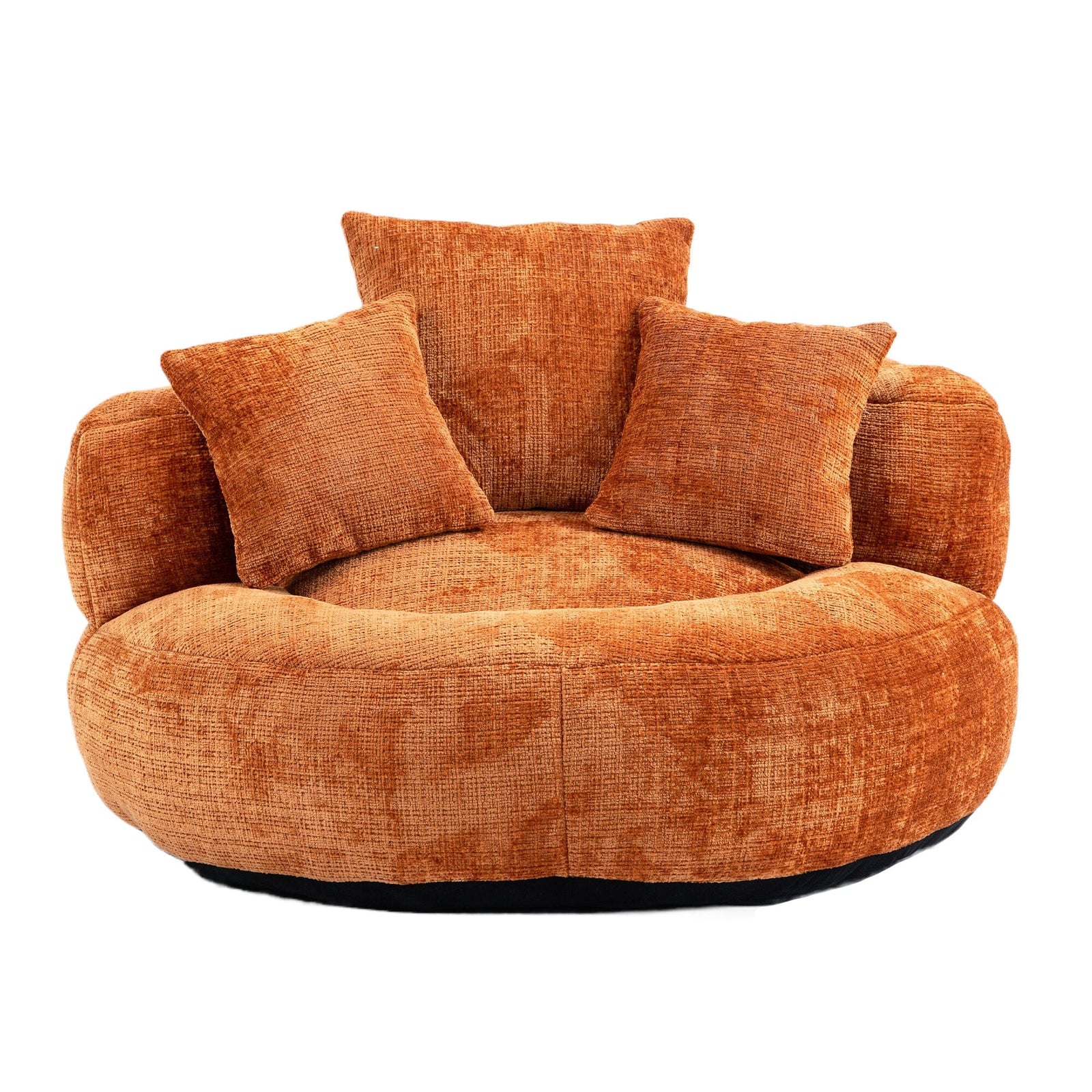 THE FURNITURE CO. Bean Bag Chair Default Comfortable Lazy Lounger Bean Bag Couch in Orange Chenille