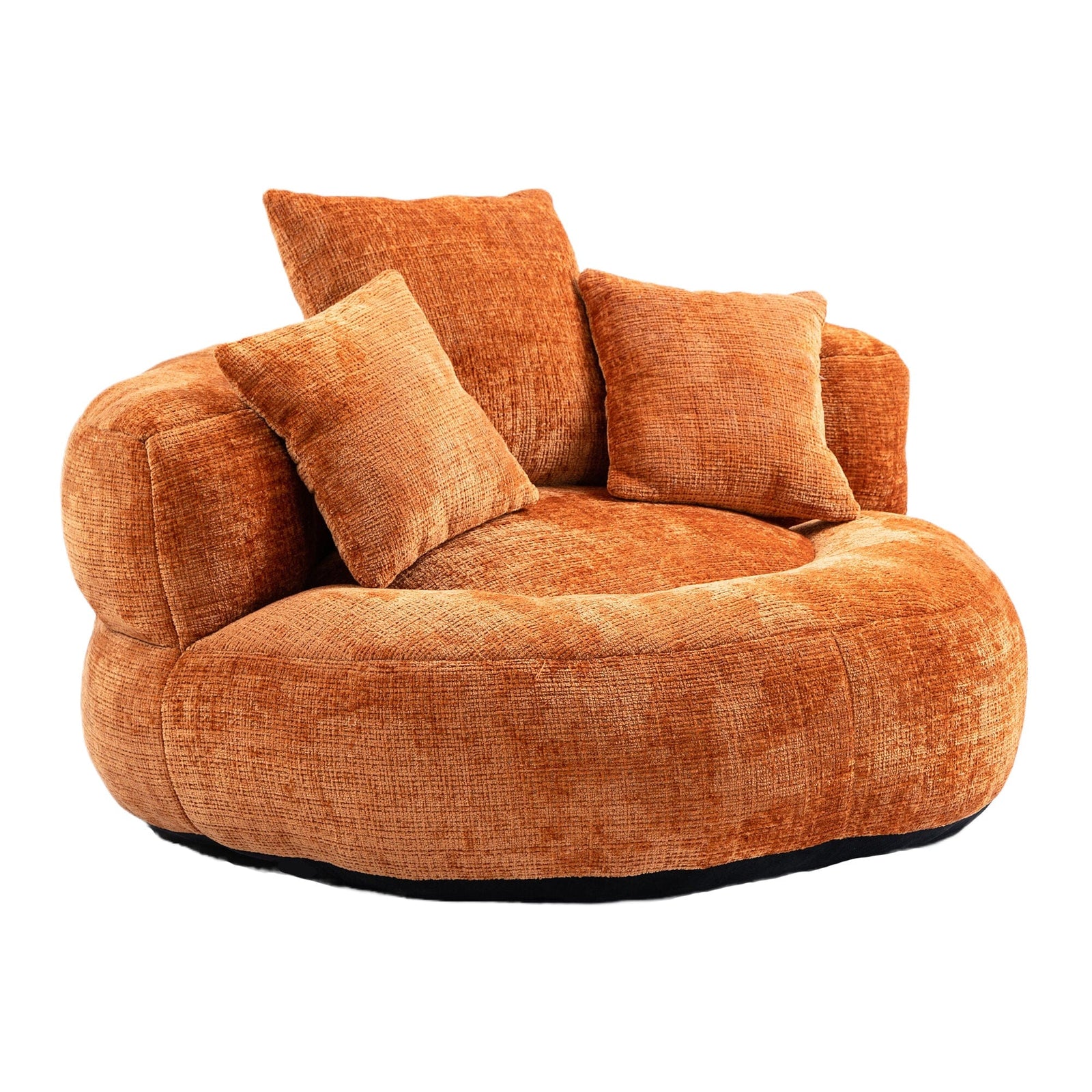 THE FURNITURE CO. Bean Bag Chair Default Comfortable Lazy Lounger Bean Bag Couch in Orange Chenille