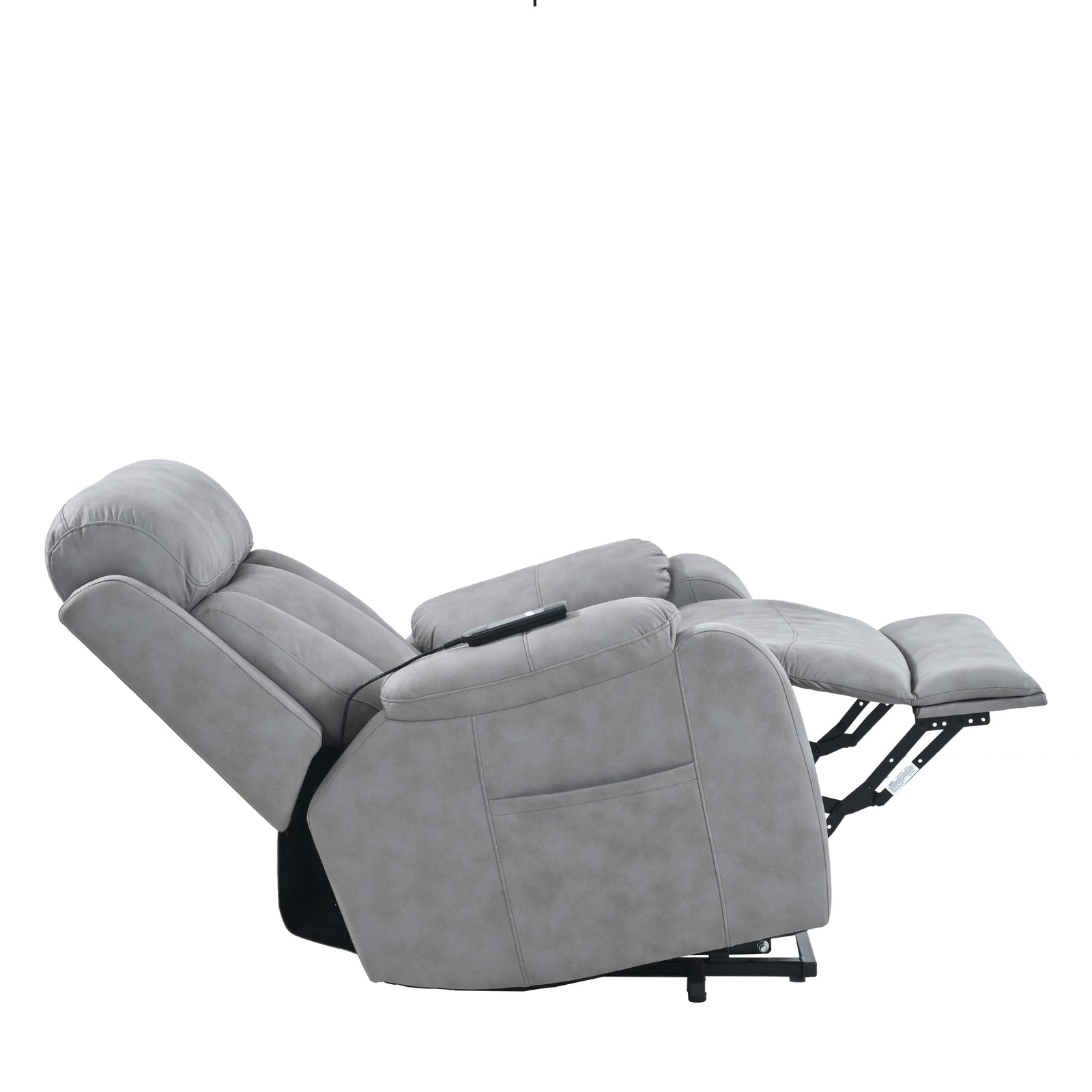 THE FURNITURE CO. Power Lift Recliner Electric Power Lift Recliner Chair for Seniors - Light Gray Fabric, Remote Control, Side Pocket, Ideal for Elderly Comfort