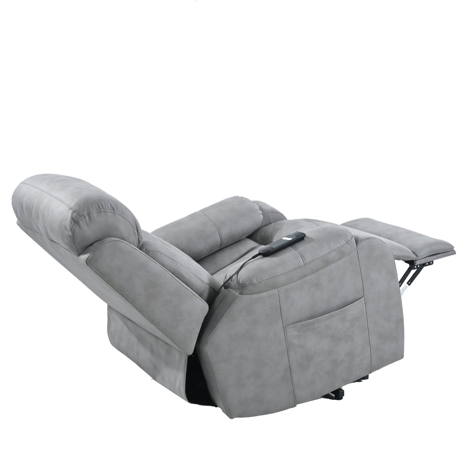 THE FURNITURE CO. Power Lift Recliner Electric Power Lift Recliner Chair for Seniors - Light Gray Fabric, Remote Control, Side Pocket, Ideal for Elderly Comfort