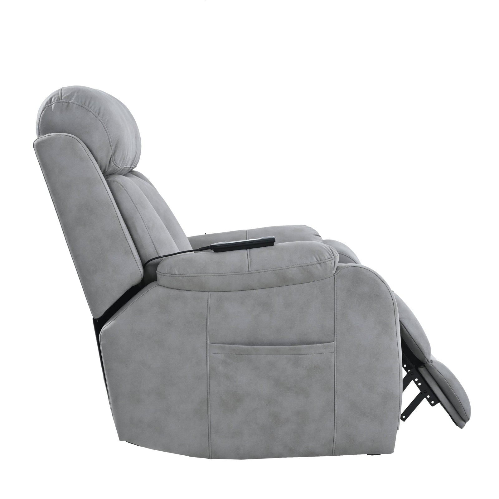 THE FURNITURE CO. Power Lift Recliner Electric Power Lift Recliner Chair for Seniors - Light Gray Fabric, Remote Control, Side Pocket, Ideal for Elderly Comfort