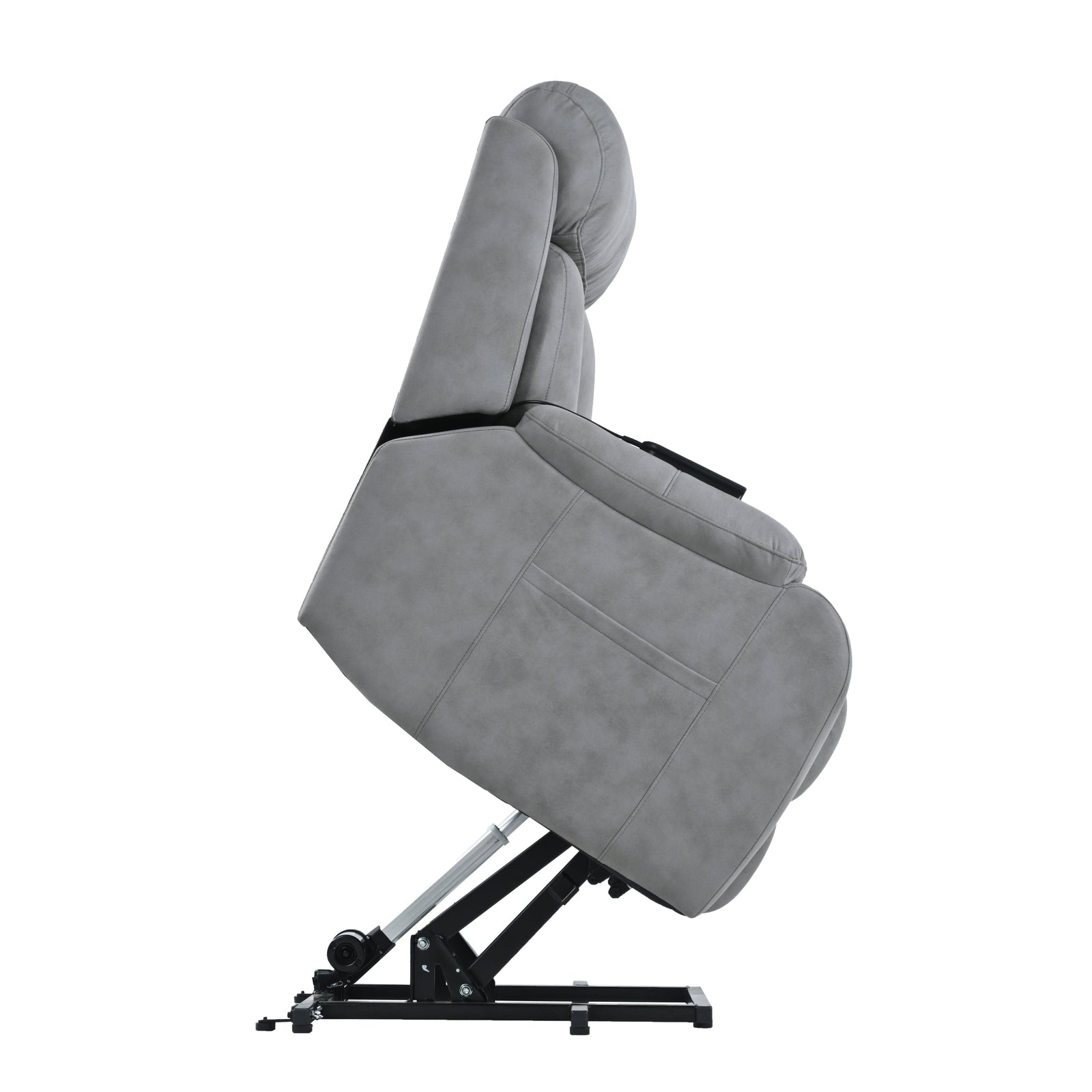THE FURNITURE CO. Power Lift Recliner Electric Power Lift Recliner Chair for Seniors - Light Gray Fabric, Remote Control, Side Pocket, Ideal for Elderly Comfort