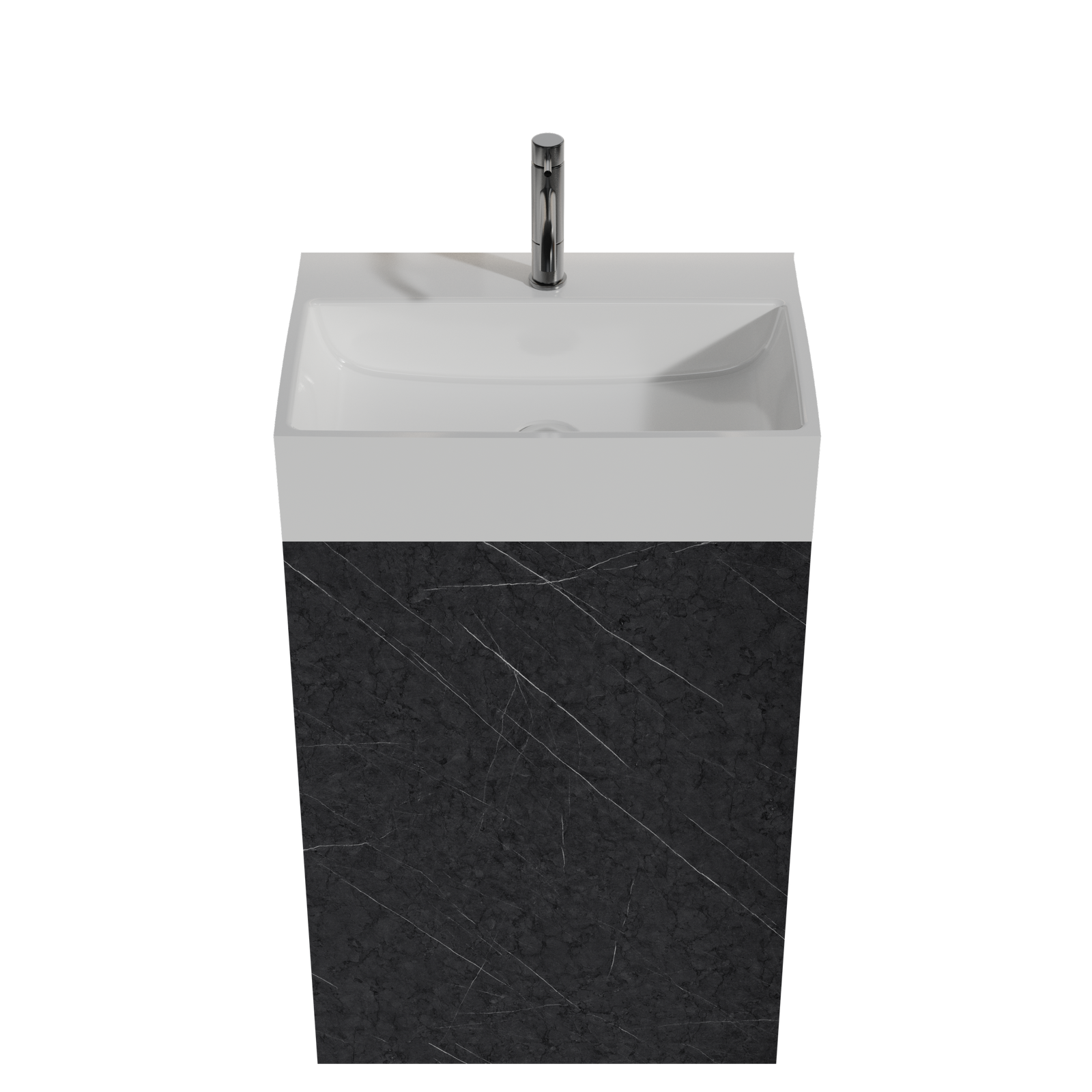 THE FURNITURE CO. Vanity Default 20" Black Marble Bathroom Vanity with Ceramic Sink Freestanding Modern Cabinet In Black