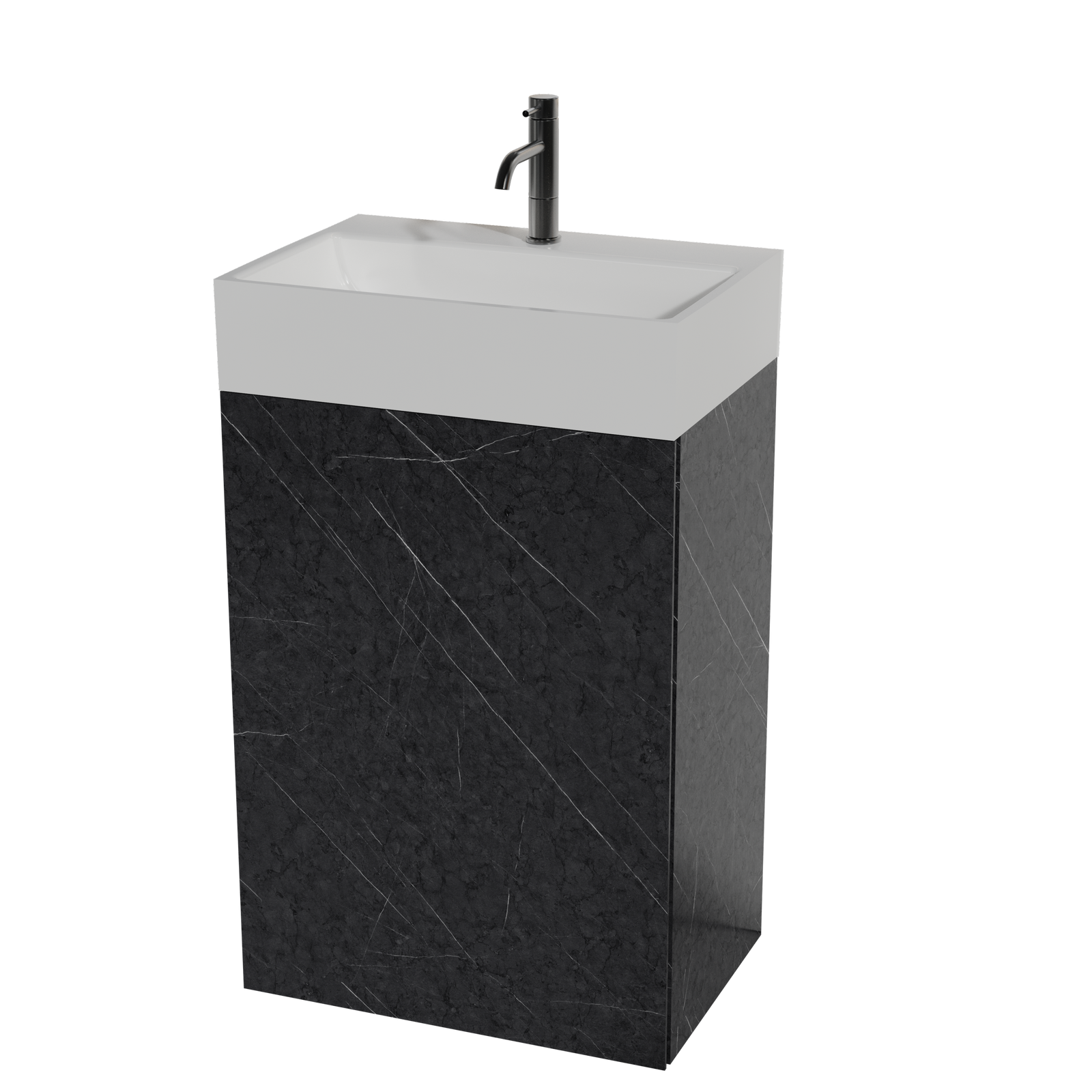 THE FURNITURE CO. Vanity Default 20" Black Marble Bathroom Vanity with Ceramic Sink Freestanding Modern Cabinet In Black
