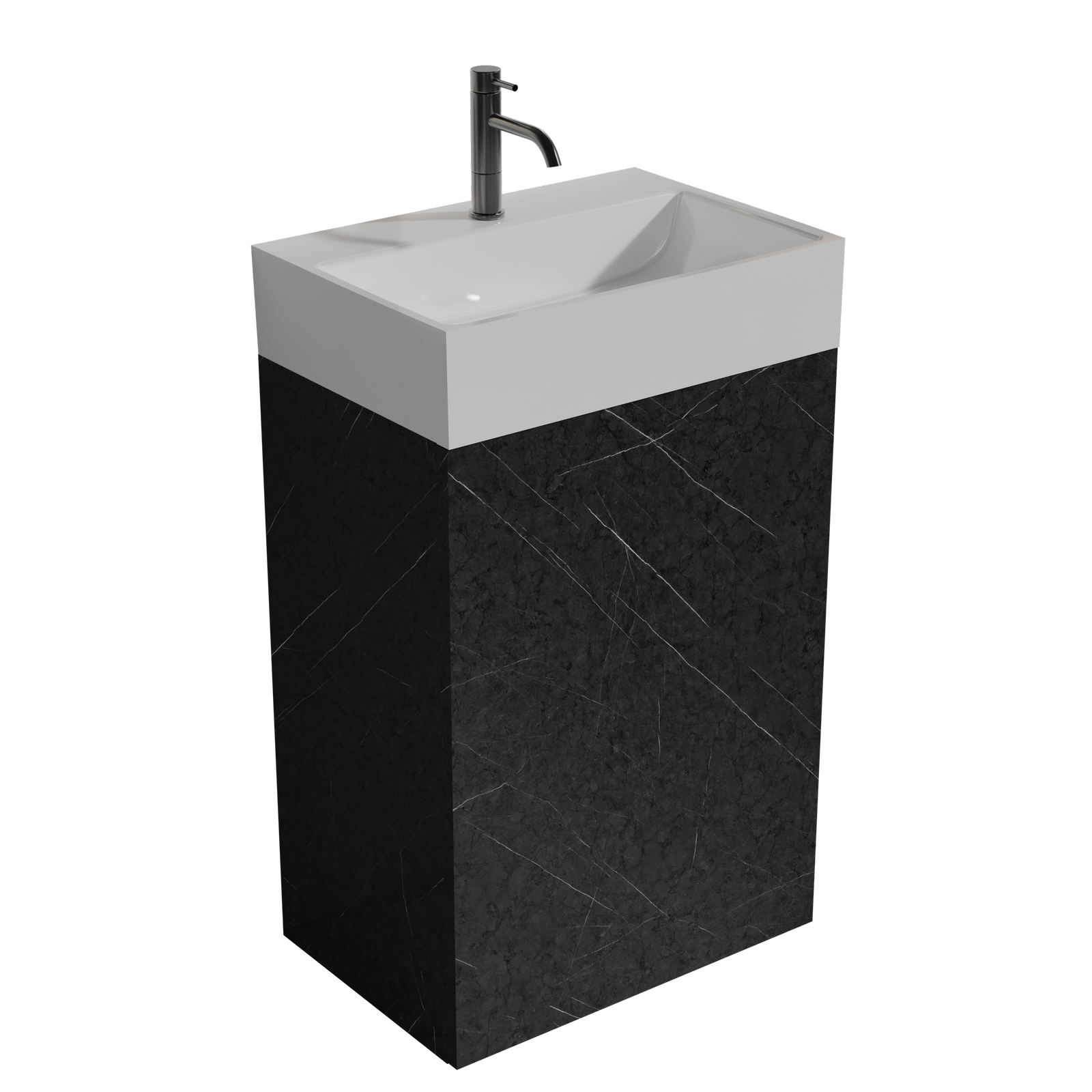 THE FURNITURE CO. Vanity Default 20" Black Marble Bathroom Vanity with Ceramic Sink Freestanding Modern Cabinet In Black