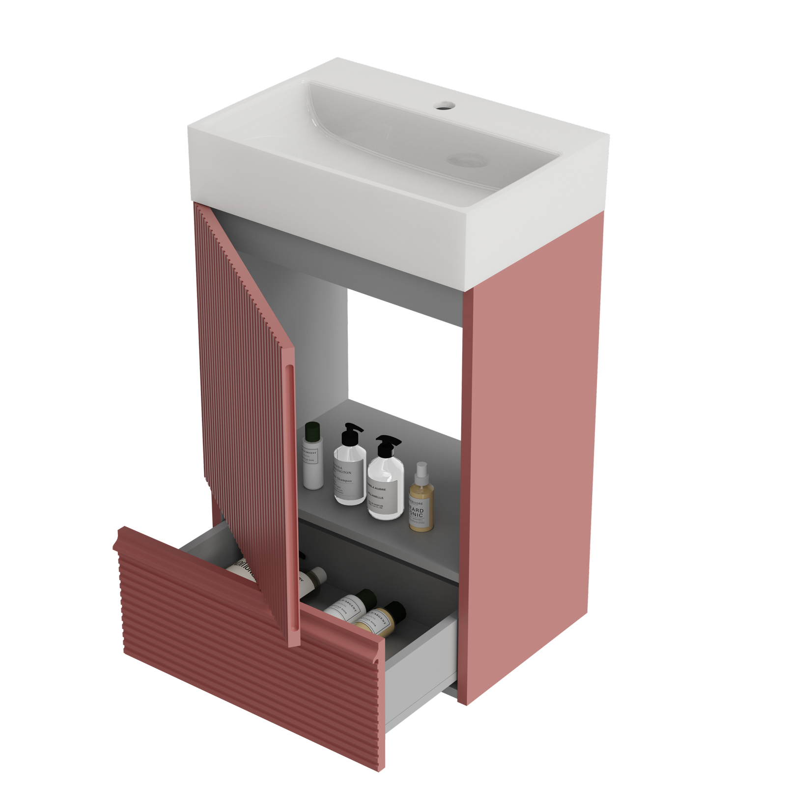 THE FURNITURE CO. Vanity Default 20 Striped Christmas Red Bathroom Vanity with Ceramic Sink Freestanding Modern Cabinet In Red