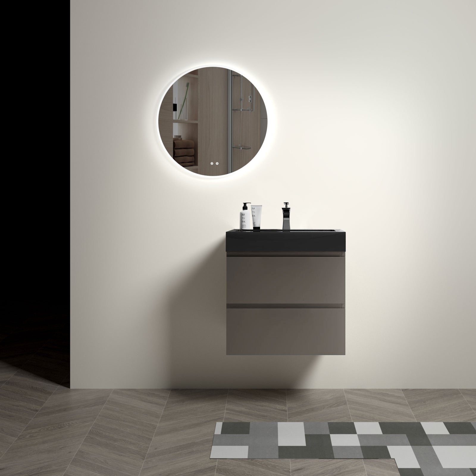 THE FURNITURE CO. Vanity Default 24 Gray Bathroom Vanity with Sink and Storage Wall Mounted Modern Design In Gray