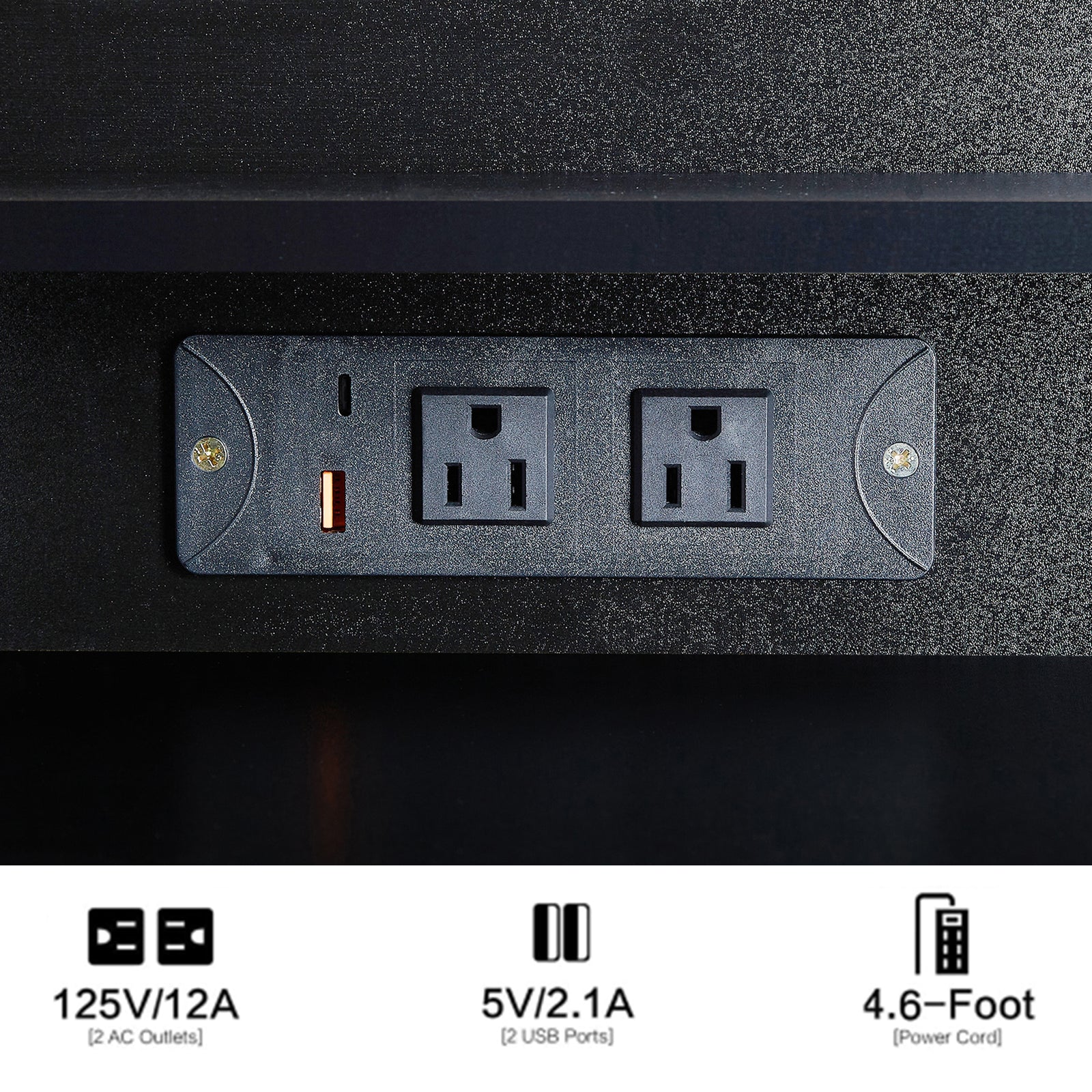 THE FURNITURE CO. Vanity Default 41 Inch Large Left Drawer Desktop Vanity Table Set with Cushioned Stool and Extra Large Touch Control LED Mirror In Black