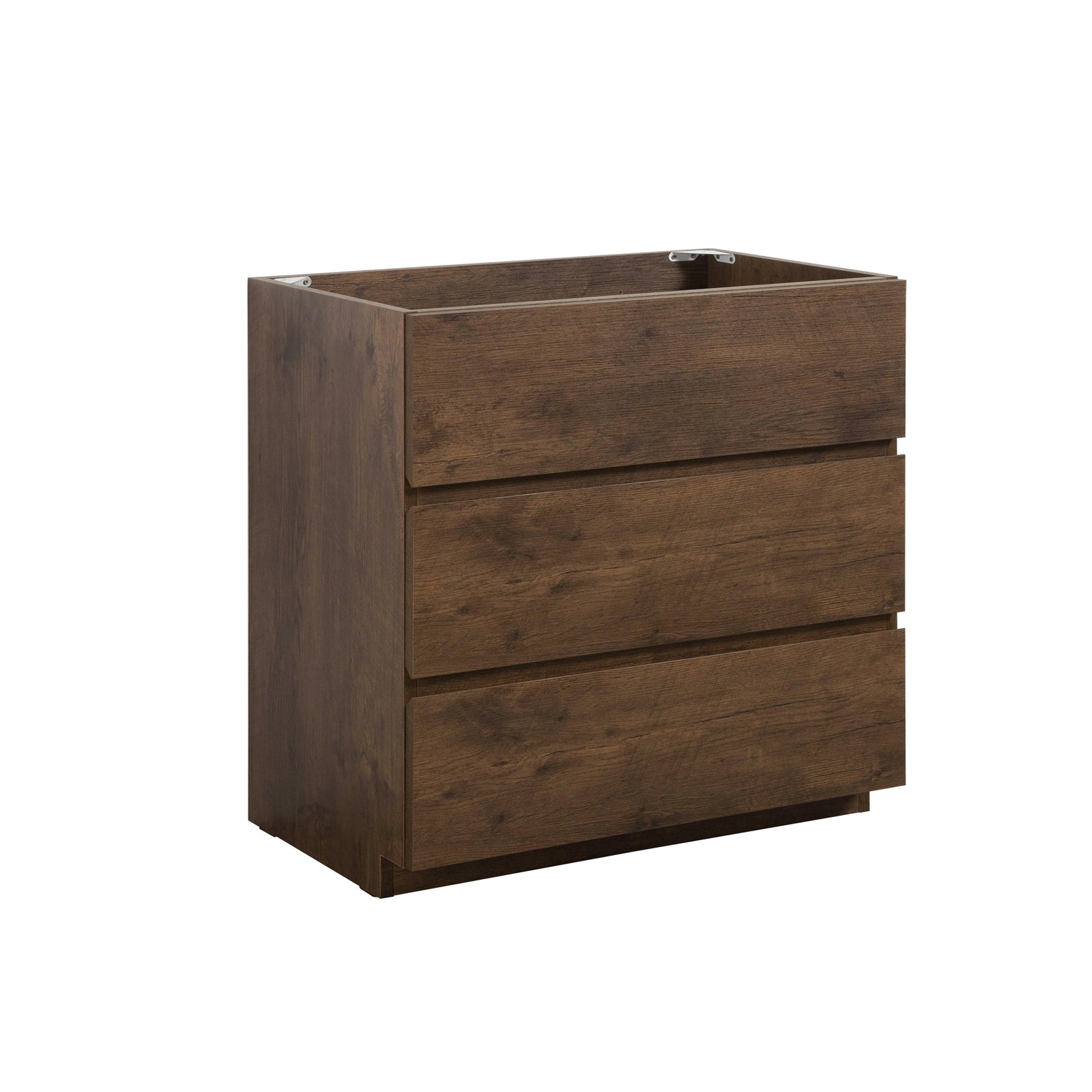 THE FURNITURE CO. Vanity Default Floor Cabinet Without Basin, Walnut Color, Three Drawers, Pre-assembled In Walnut