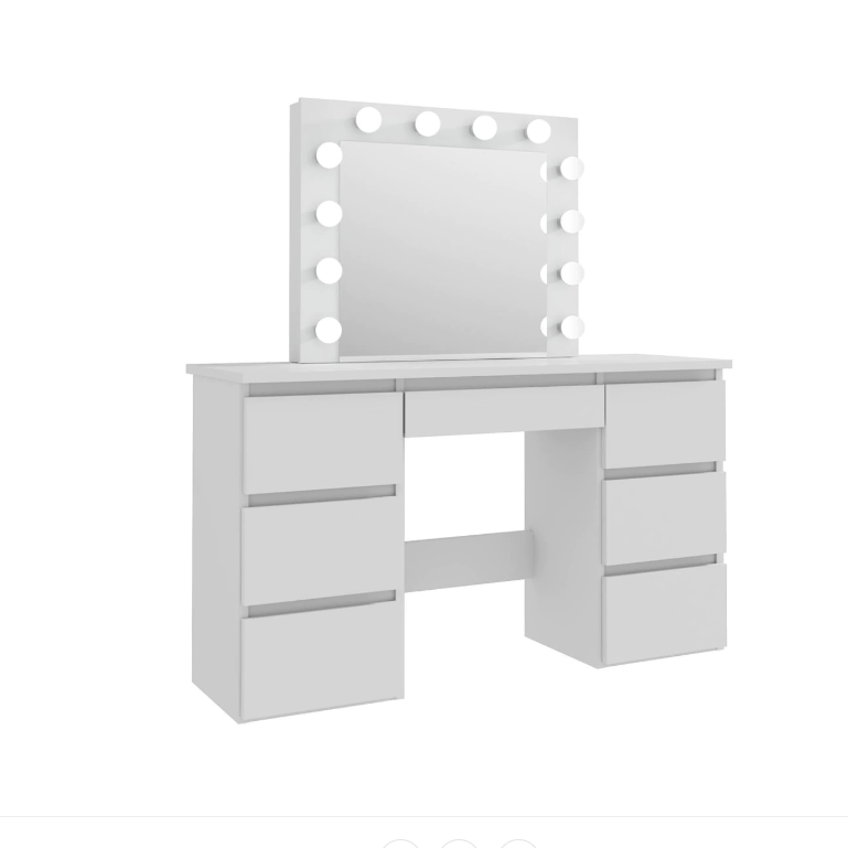 THE FURNITURE CO. Vanity Default Large White Vanity Tables with Mirror and Light In Matte White