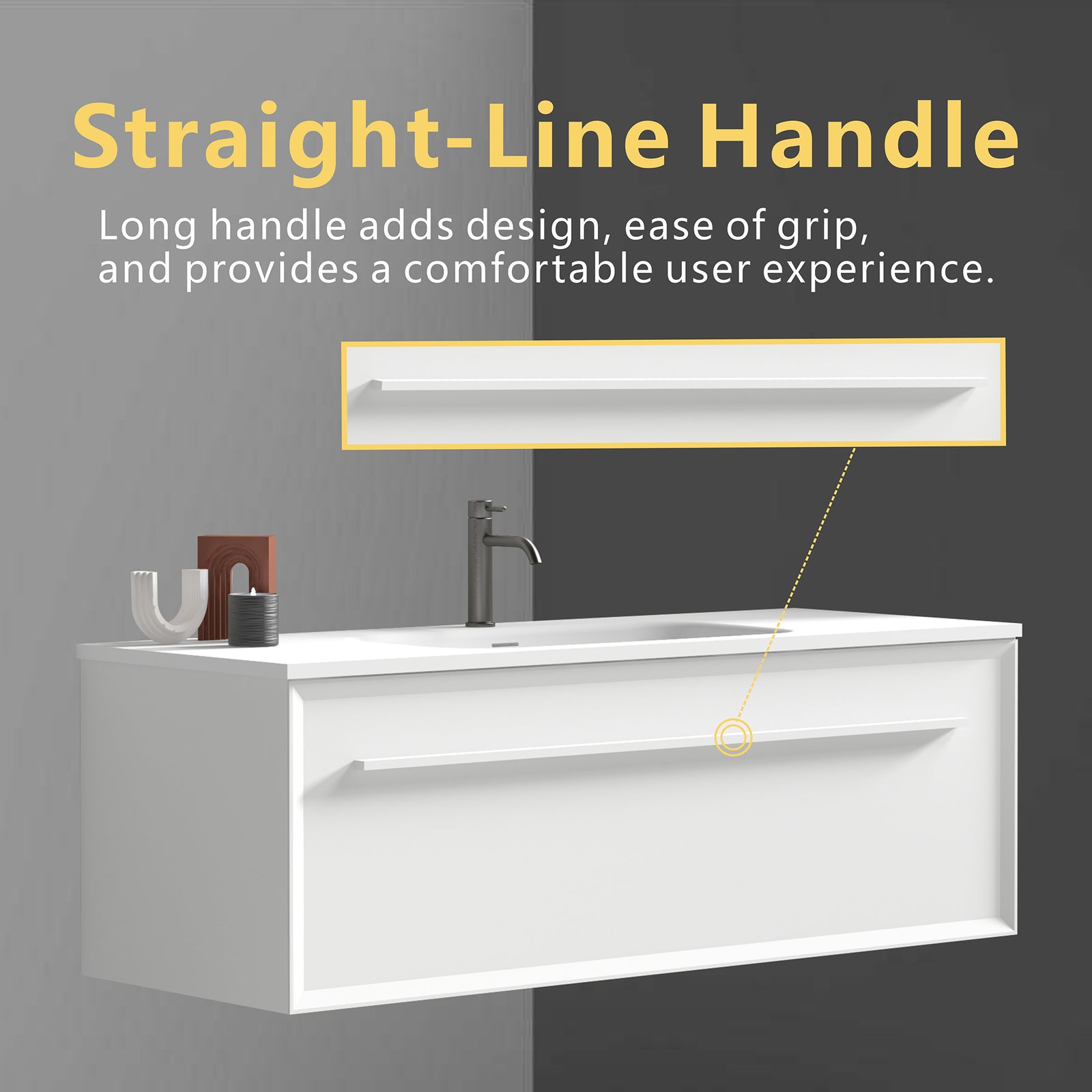 THE FURNITURE CO. Vanity Default Matt Snow White Bathroom Vanity with Solid Surface Sink In White