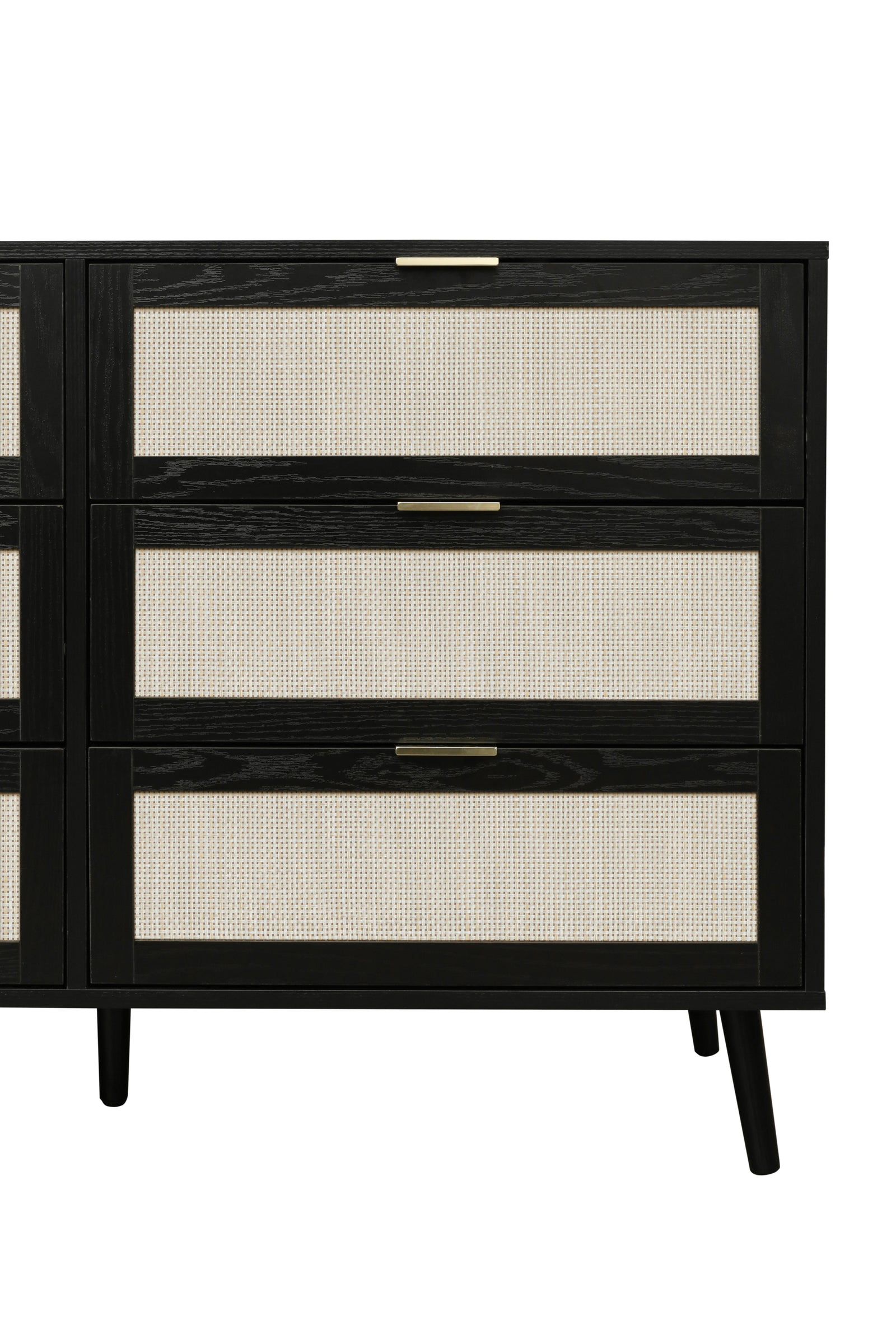 THE FURNITURE CO. Vanity Default Modern 6 Drawer Dresser Wood Cabinet for Storage In Black