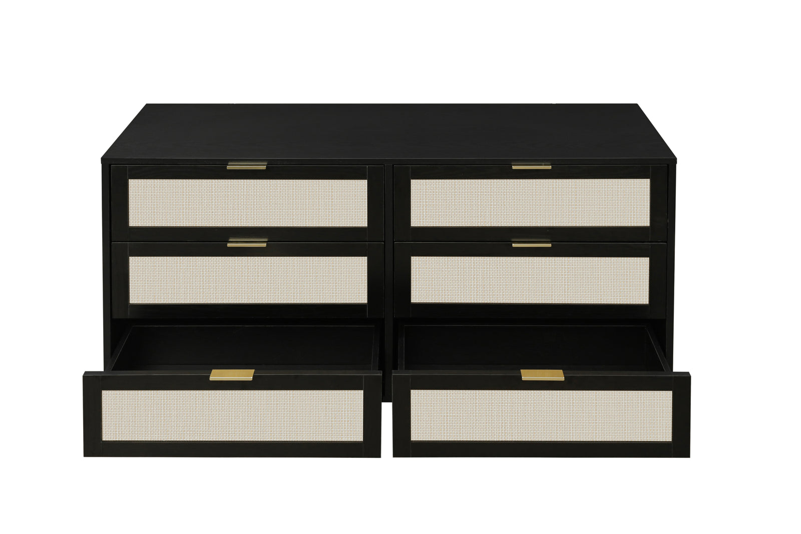 THE FURNITURE CO. Vanity Default Modern 6 Drawer Dresser Wood Cabinet for Storage In Black