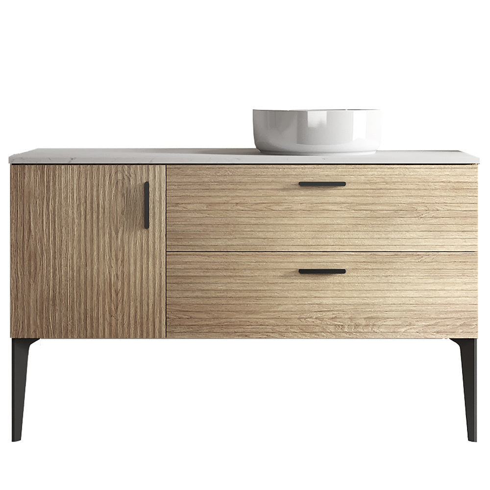 THE FURNITURE CO. Vanity Default Striped Natural Oak Bathroom Vanity with Sink Freestanding Cabinet for Modern Spaces In Oak