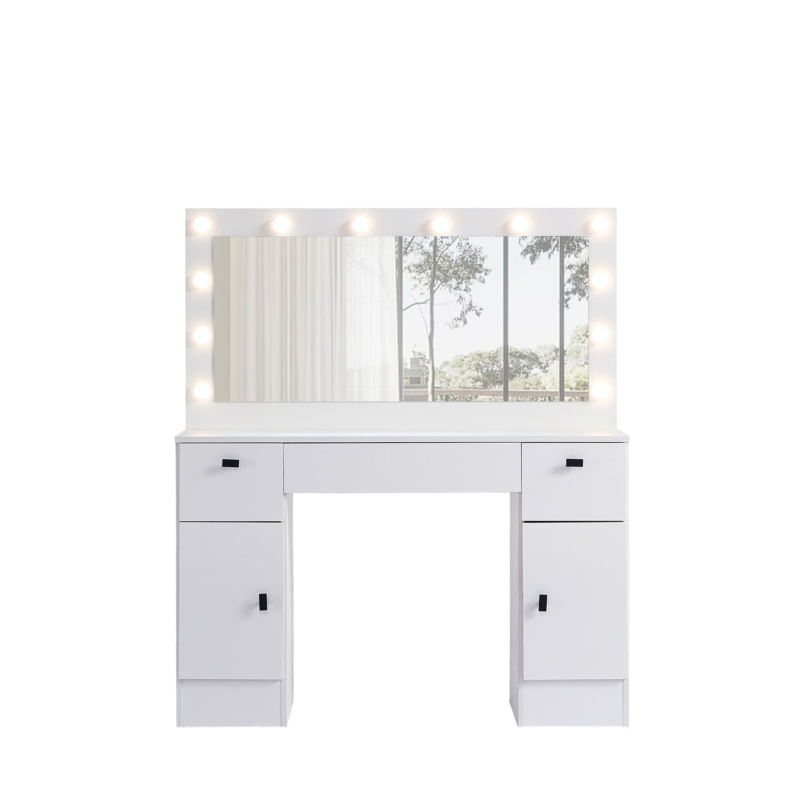 THE FURNITURE CO. Vanity Default Vanity Table With Lighted Mirror And 3 Drawers In White