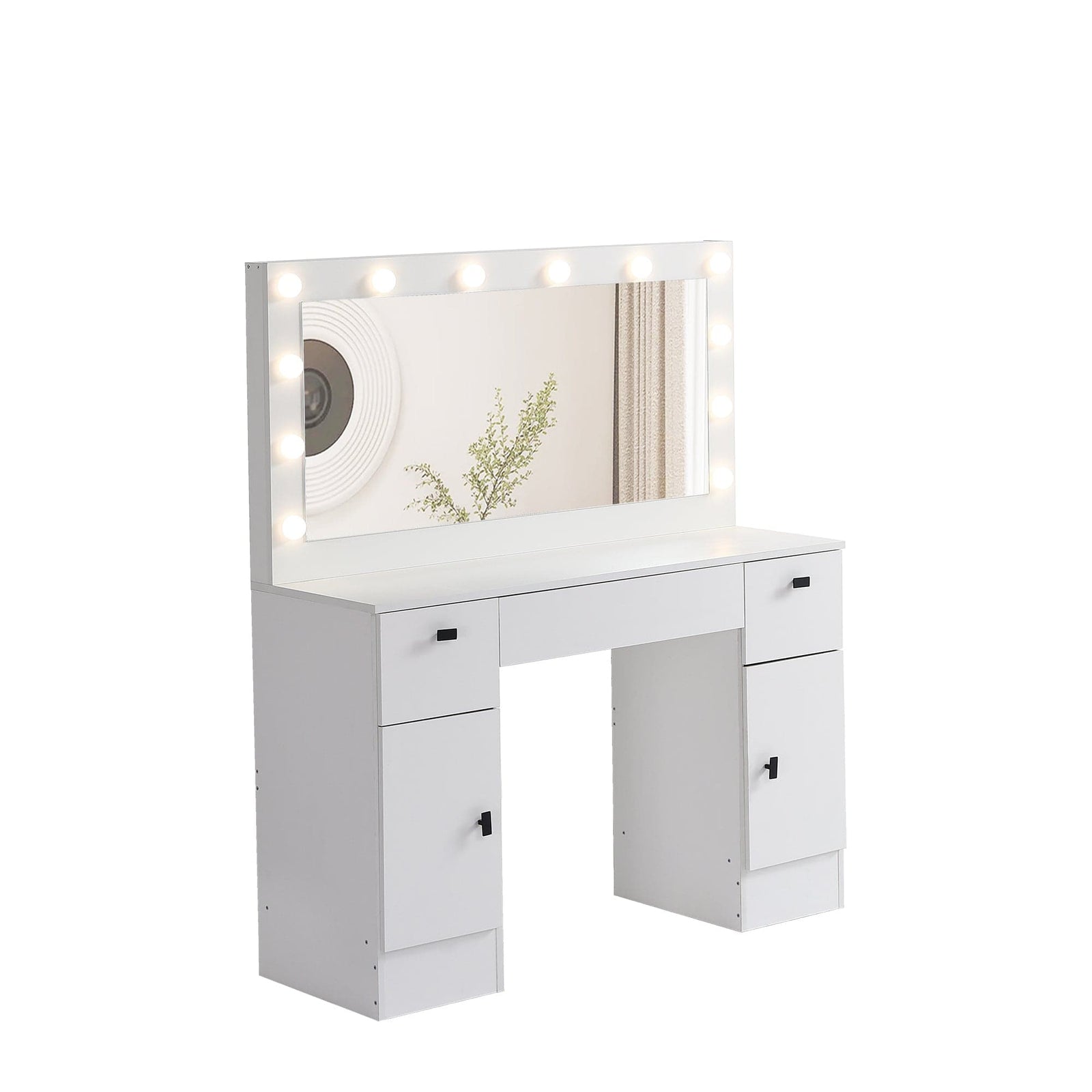 THE FURNITURE CO. Vanity Default Vanity Table With Lighted Mirror And 3 Drawers In White