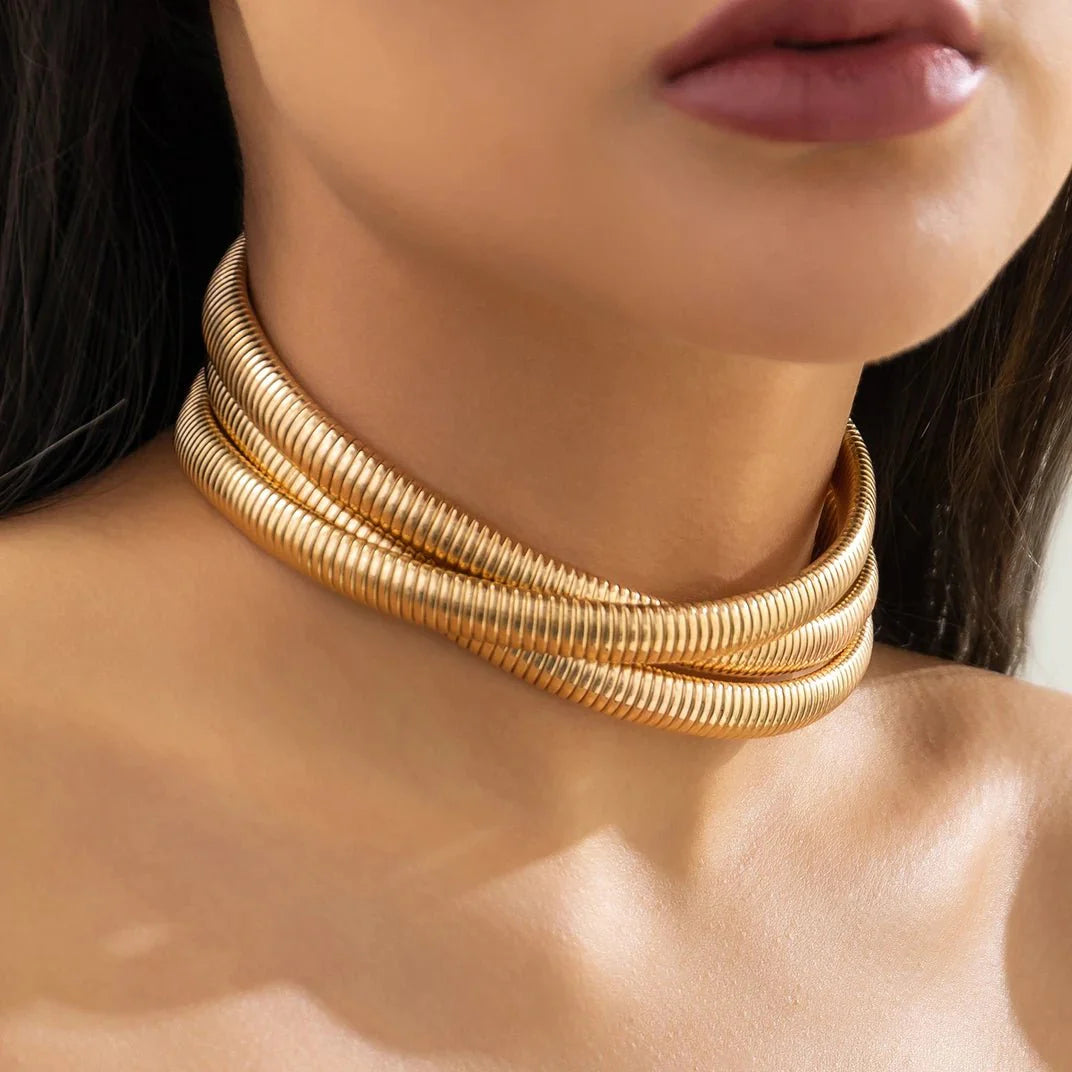 Triple layer stacked chunky choker necklace 272119