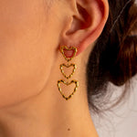 Load image into Gallery viewer, Triple Outlined Hearts Drop Earrings