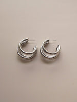 Load image into Gallery viewer, Mila Silver Bold Triple Hoop Earrings