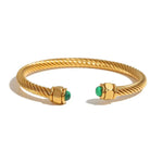 Load image into Gallery viewer, Twisted Gem Stone Ends Bangle Bracelet