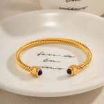 Load image into Gallery viewer, Twisted Gem Stone Ends Bangle Bracelet