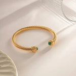 Load image into Gallery viewer, Twisted Gem Stone Ends Bangle Bracelet