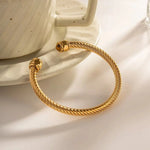 Load image into Gallery viewer, Twisted Gem Stone Ends Bangle Bracelet