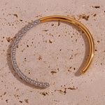 Load image into Gallery viewer, Twisted Half Two Tone Cuff Bracelet