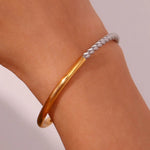 Load image into Gallery viewer, Twisted Half Two Tone Cuff Bracelet