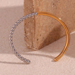 Load image into Gallery viewer, Twisted Half Two Tone Cuff Bracelet