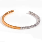 Load image into Gallery viewer, Twisted Half Two Tone Cuff Bracelet