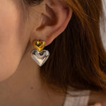 Load image into Gallery viewer, Two Tone Accented Heart Earrings